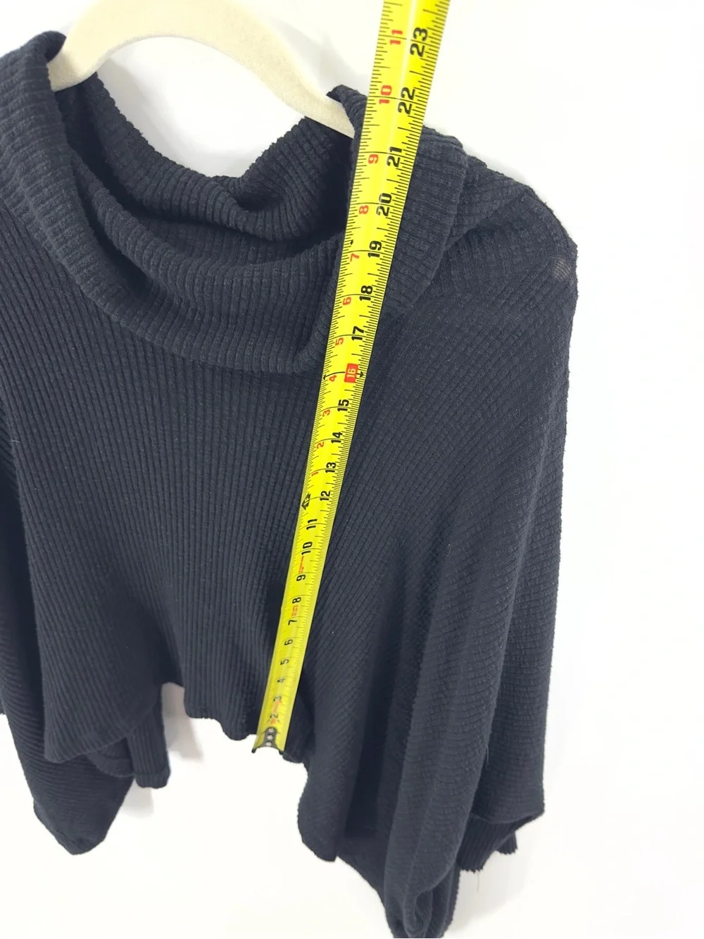 Free People Beach World Traveler Split Back Top Size Medium Cowl Neck Boho Black